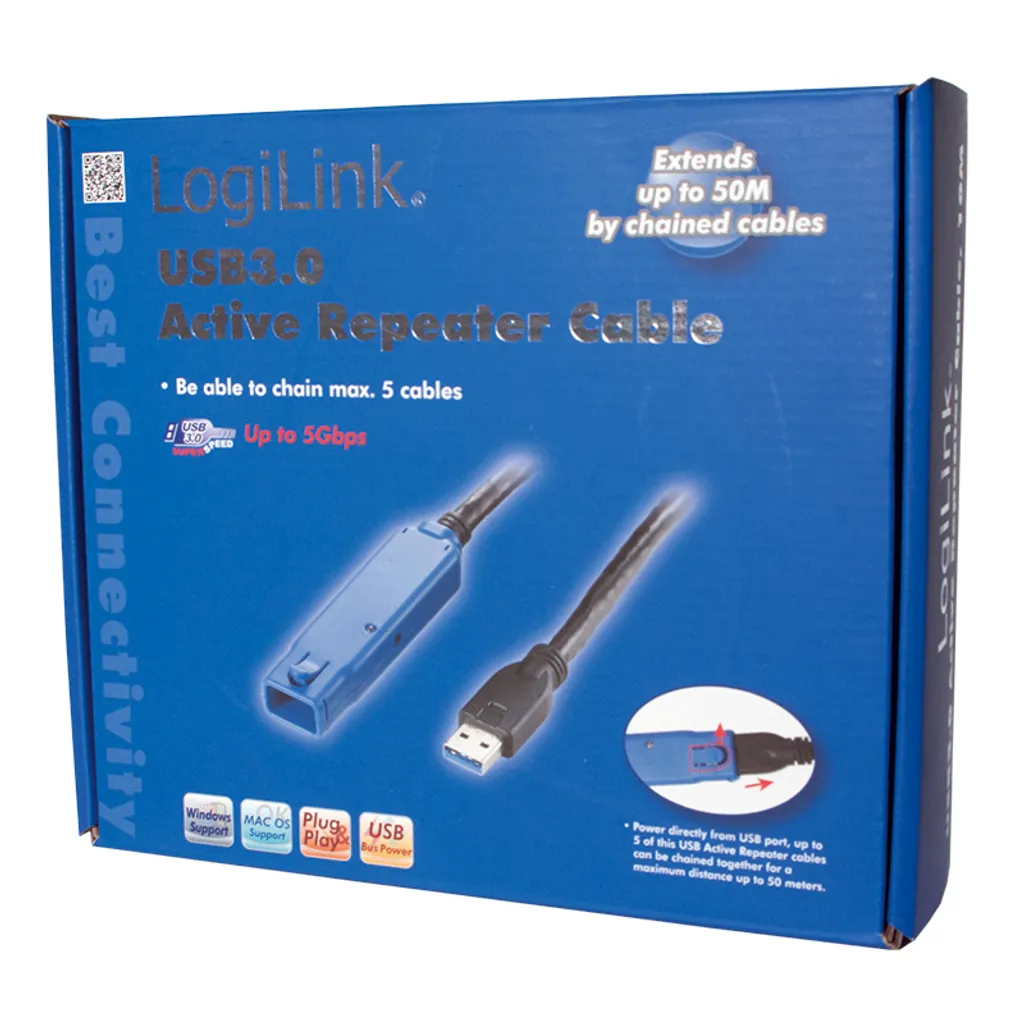 Rallonge USB 3.2 active 10m LogiLink UA0177 pour transfert rapide