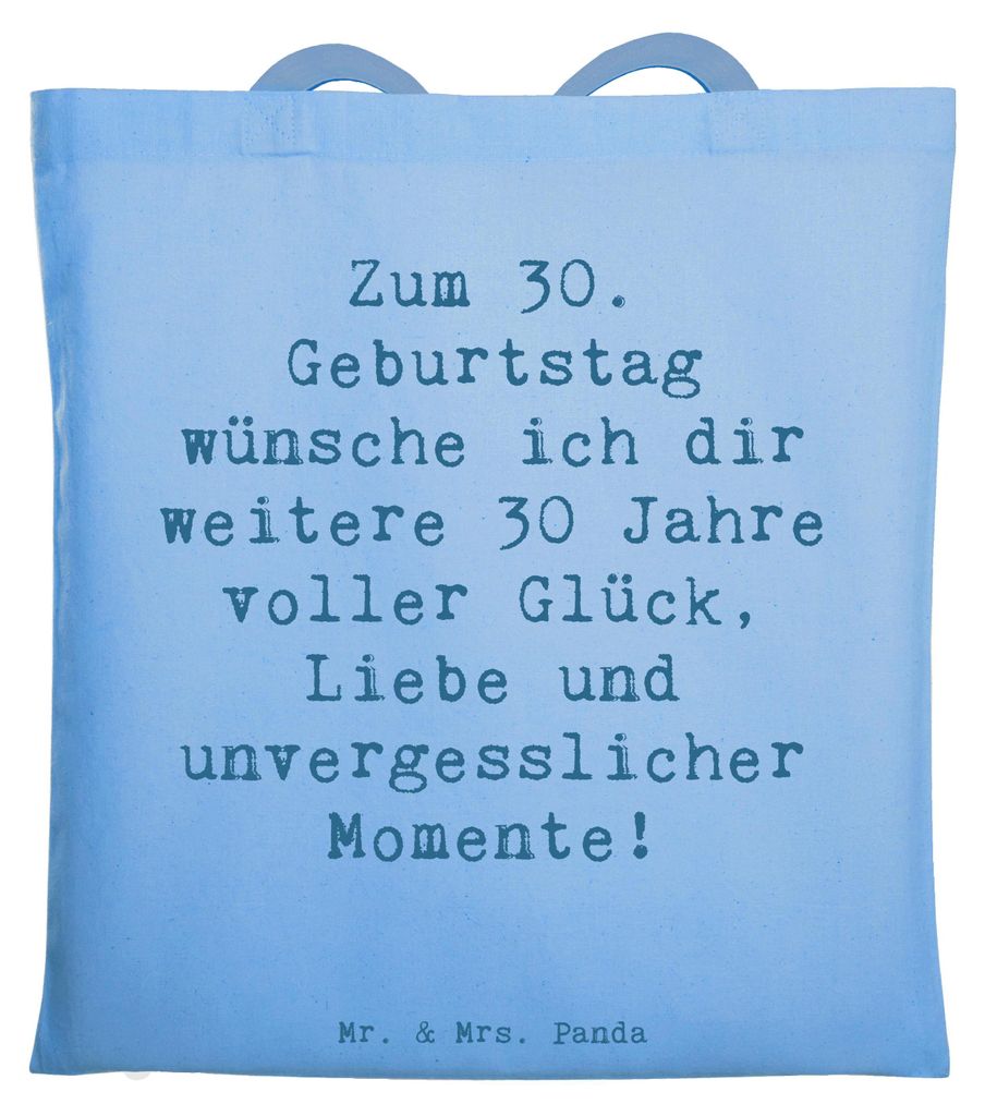 Mr. & Mrs. Panda Schultasche Spruch 30. Geburtstag Glück - Sky Blue - Geschenk, Happy Birthday, Shopping Tasche, dreißig werden, Tote Bag, dokume...