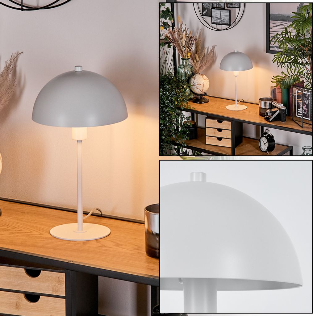 Roccadaspide moderne Nachttischlampe aus Metall in Weiß