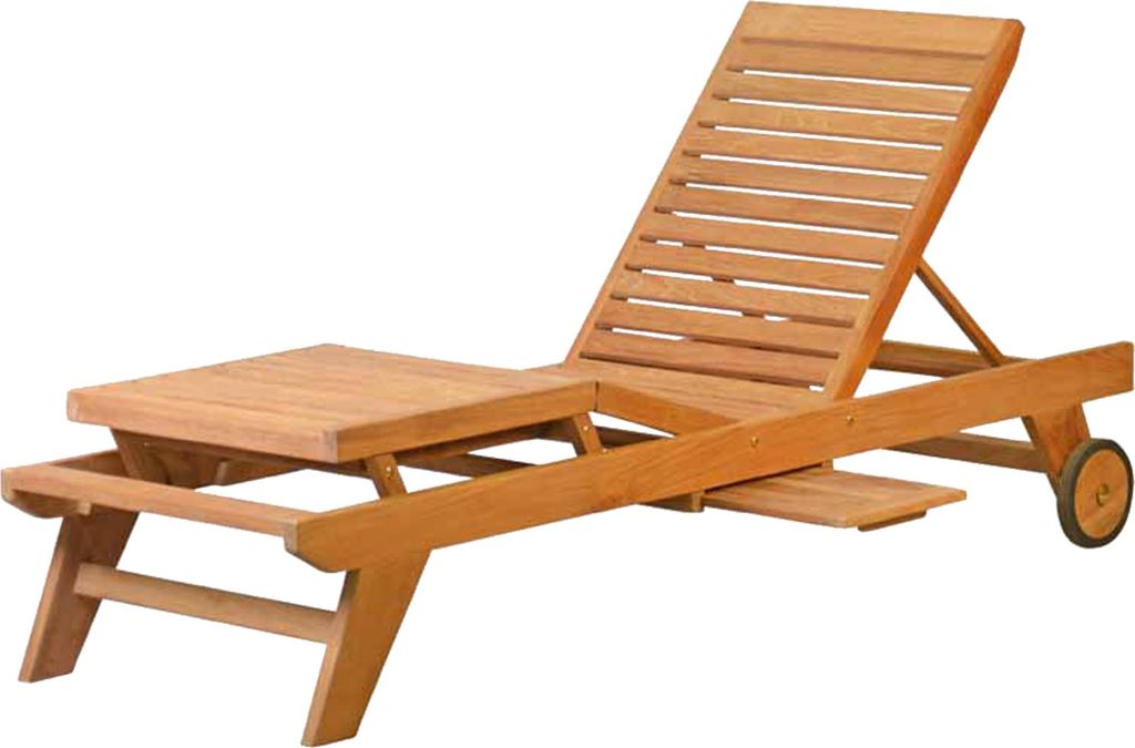 Gartenliege Moderne Teak Sonnenliege in als stilvolle Relaxliege verstellbare Teak-Liege mit Rädern und Fuß-Plateau