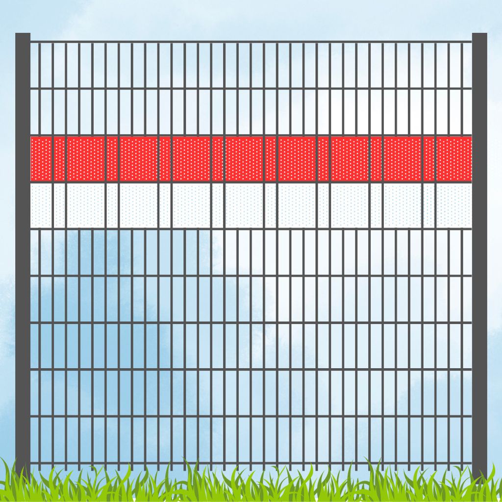 Sichtschutzstreifen in Vereinsfarben - Set ROT-WEISS Volle Streifenbreite GELOCHT