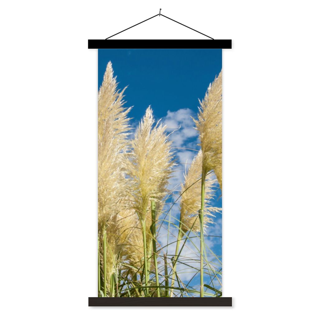 MuchoWow Textilposter Pampasgras - Pflanze - Natur 40x80 cm mit schwarzem Rahmen - Wandemalerei
