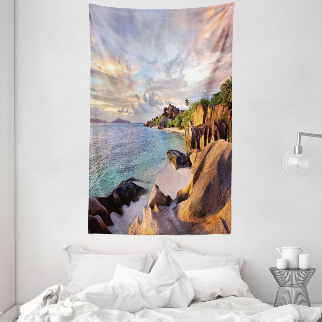 ABAKUHAUS Wendekreis Wandteppich und Tagesdecke, Rock Sandy Beach Island aus Weiches Mikrofaser Stoff Waschbar ohne Verblassen Digitaldruck, 140 x ...