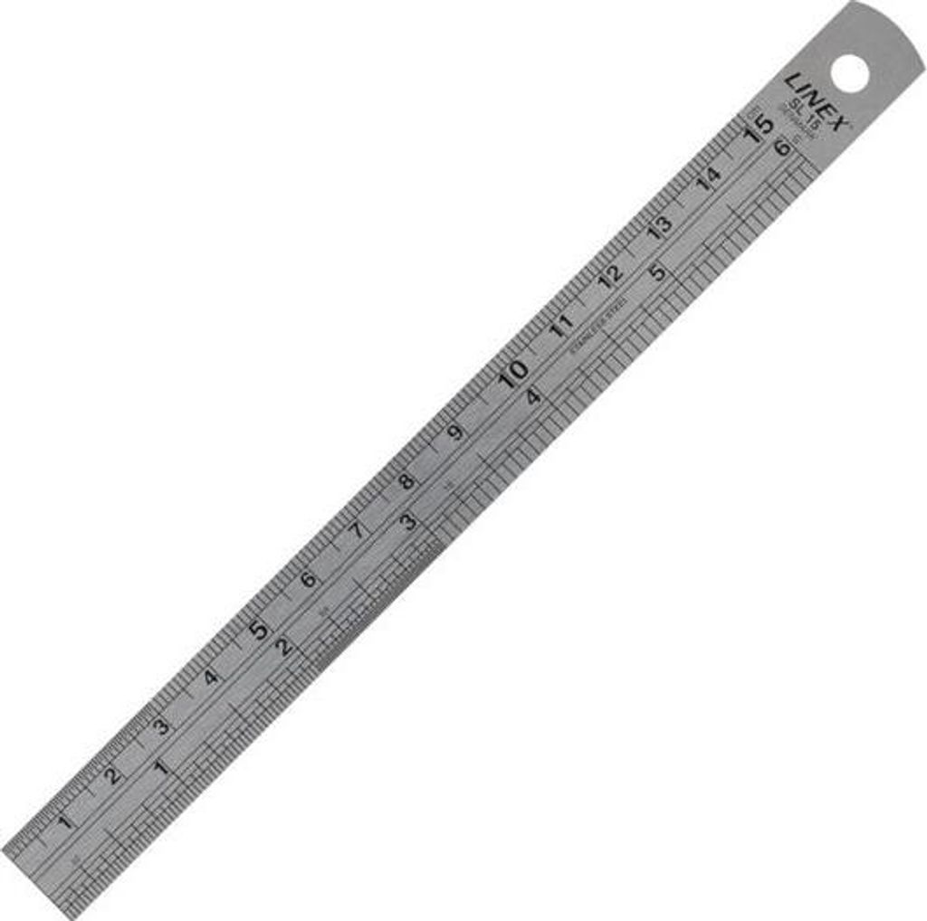 Linex SL15 Stahl-Lineal, 150 x 15 mm, cm und Zoll-Skala, Umrechnungstabelle