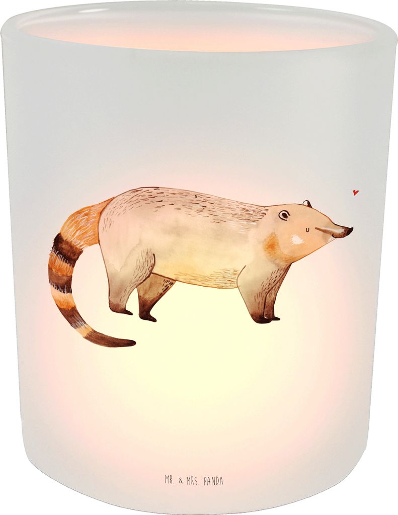 Mr. & Mrs. Panda Windlicht Deko Nasenbaer - Transparent - Geschenk, Rüsselbär, Nasenbär, glas kerzenhalter, Teelichthalter, Kerzen, Lustige Spr...