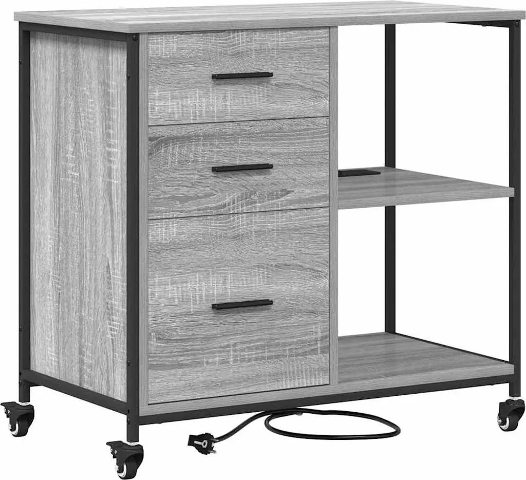 SYFAX™ Cabina con Stazione di Ricarica Grigio Sonoma 76 x 41 x 72 cm