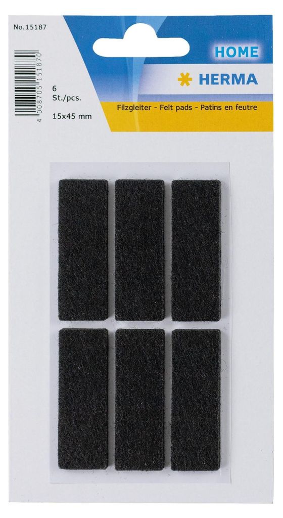 HERMA 15187 HERMA Filzgleiter schwarz 15x45 mm Immagine del prodotto 