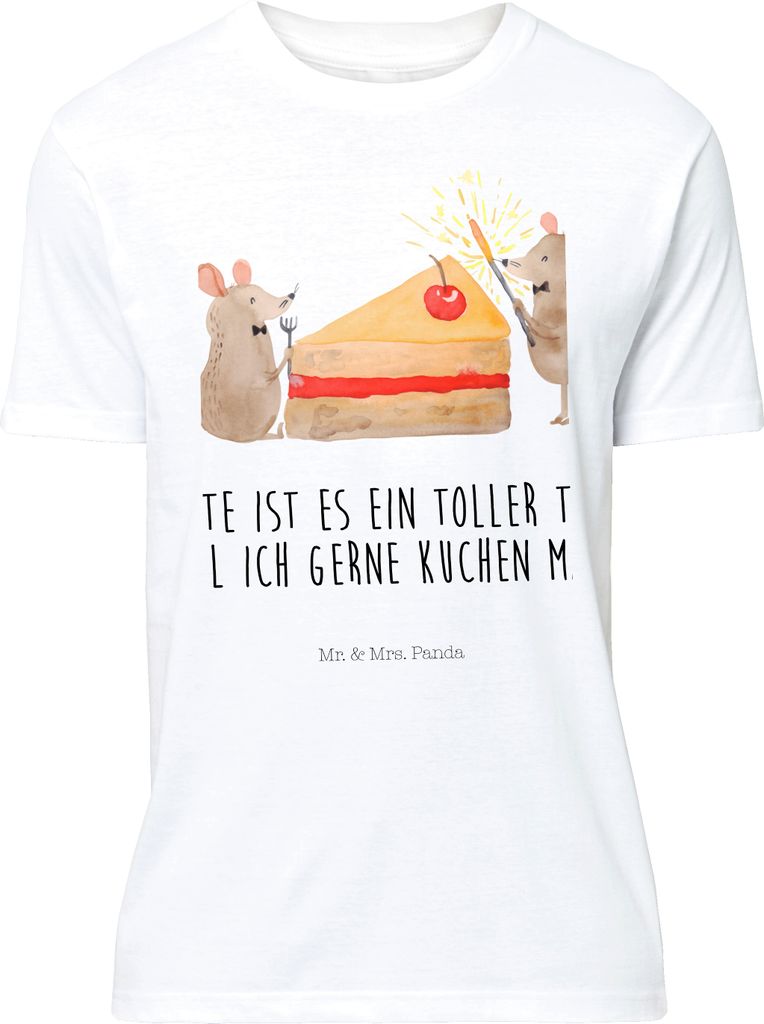 Mr. & Mrs. Panda Größe XL T-Shirt Mäuse Kuchen - Weiß - Geschenk, Party, Kuchenliebe, Tshirt, Shirt, Geburtstag, mit Spruch, Geburtstagsfeier, ...