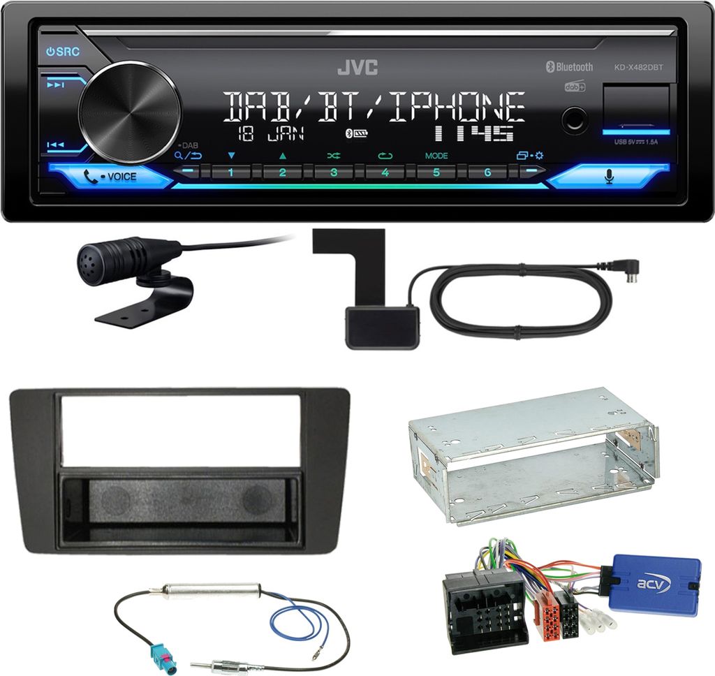 JVC KD-X482DBT Bluetooth DAB USB Einbauset für Skoda Yeti 5L Octavia 2