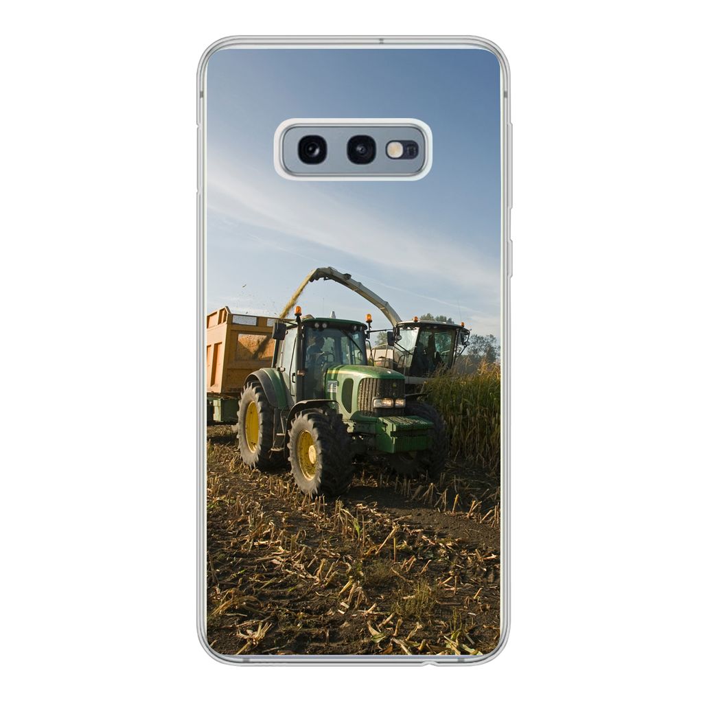 MuchoWow Handyhülle Schutzhülle Hülle für Samsung Galaxy S10e Traktor - Anhänger - Mais - Grün - Landleben Silikon Softcase Handy Hülle - ...
