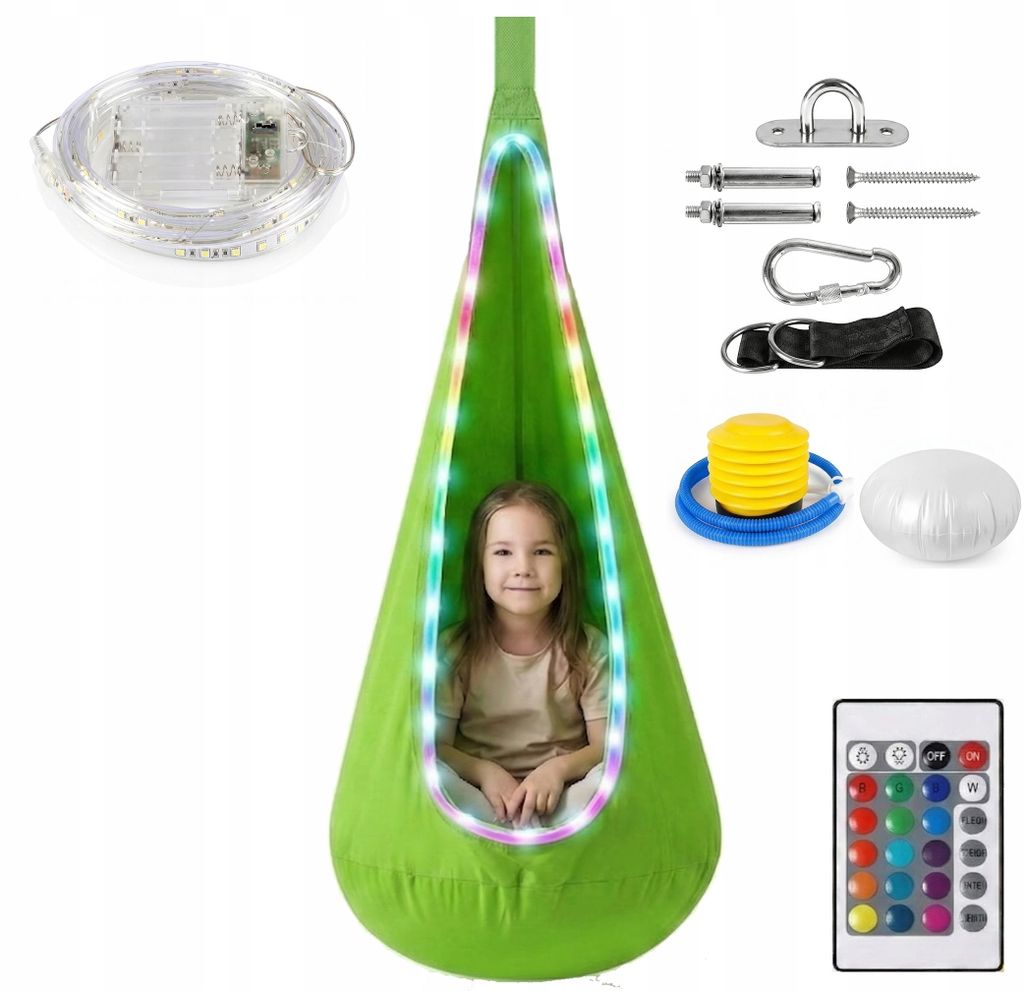 LED Hängehöhle für Kinder | Sensorischer Hängesessel mit Produktbild 