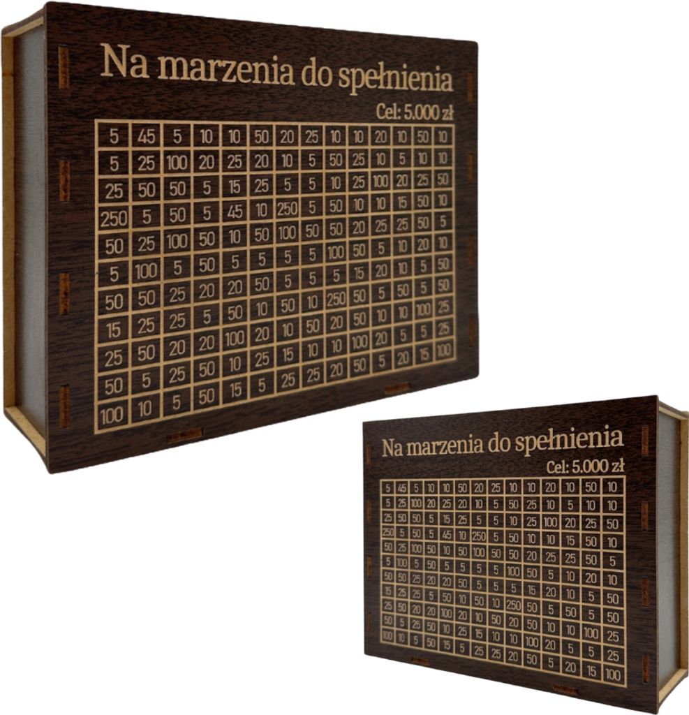 Skarbonka drewniana wenge, wykreślanka personalizowana z Zdjęcie produktu 