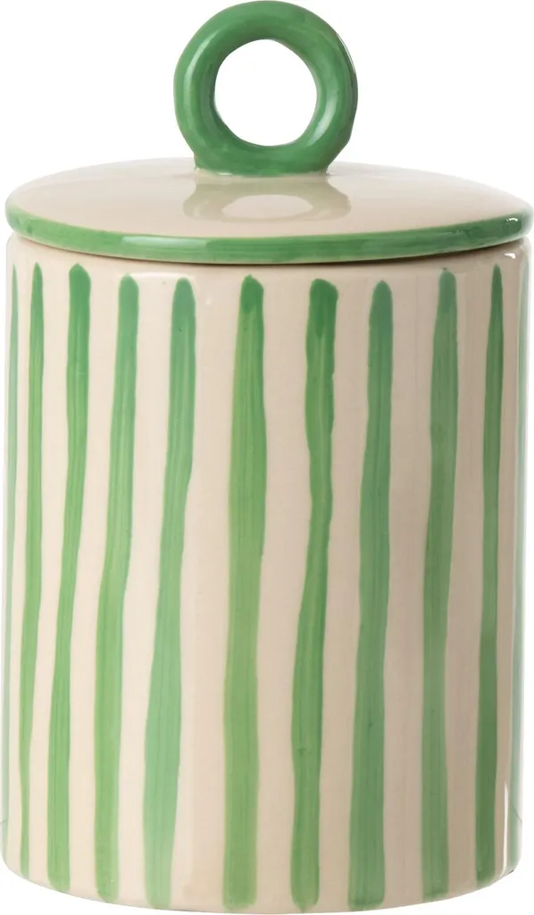 Décoration de table : Pot en céramique rayé vert pour centre de table