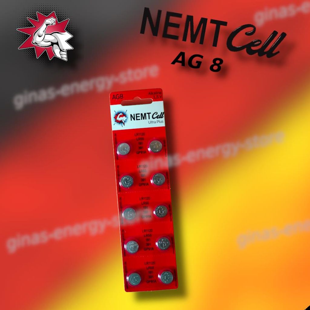 10 AG8 NEMT Cell Knopfzellen Knopfbatterien Uhrenbatterien LR1120, LR55, 191, 391