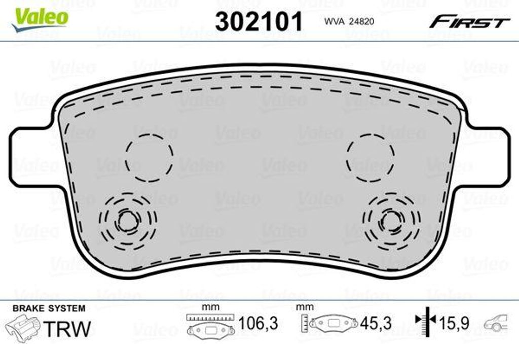 VALEO 302101 Bremsbelagsatz, Scheibenbremse OE 440601416R kompatibel mit Clio, Fluence, Scenic, Kangoo, Megane