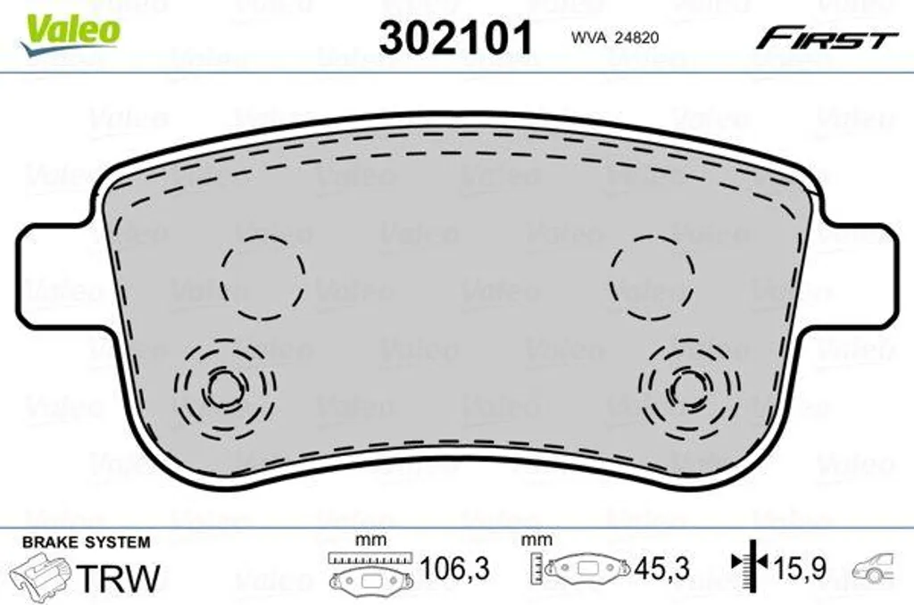 Plaquettes de frein silencieuses Valeo 302101 pour Renault Fluence Scenic