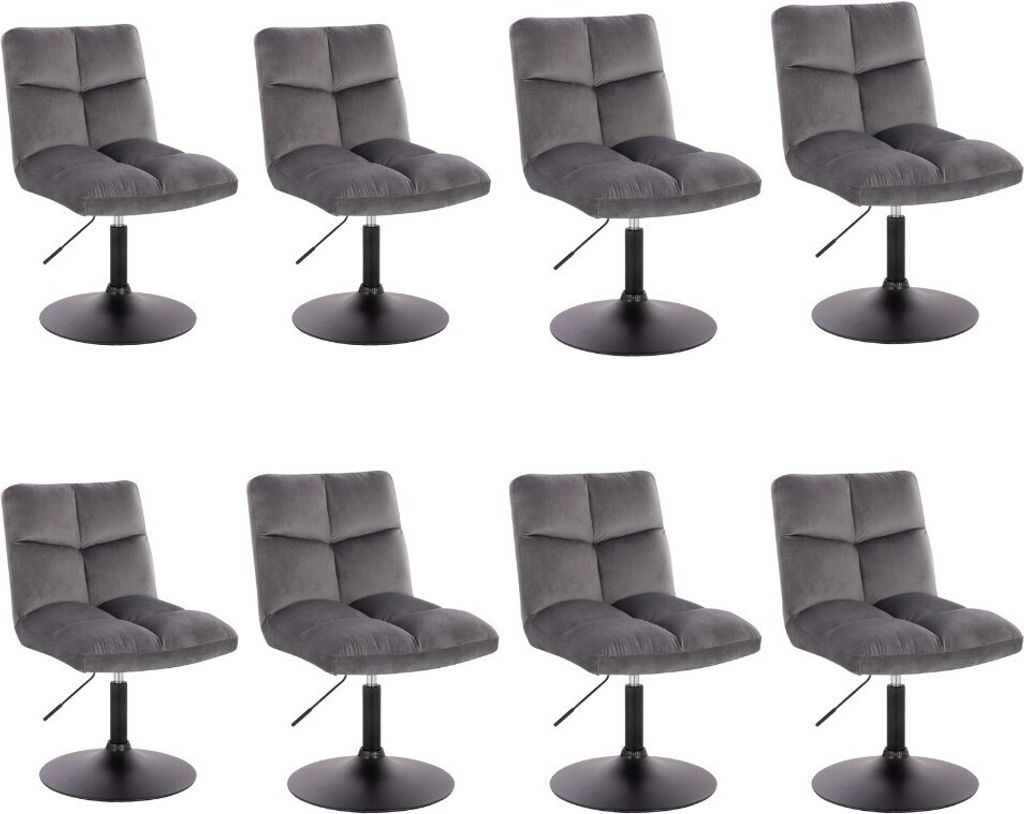HOME DELUXE - Barhocker ACE - 8er Set, Farbe: Hellgrau- 360 Grad drehbar, Höhenverstellbar, weiche Polsterung, bis 120 kg belastbar I Küchenstuhl...