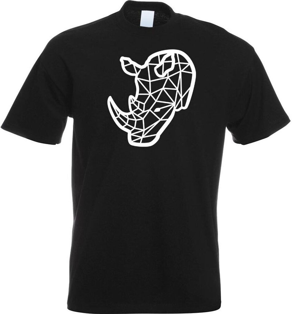 Kiwistar - T-Shirt - schwarz - Polygon Nashorn Figur Tier Art Herren Funshirt Bedruckt Design Sprüche Spruch Motive - mit Motiv Bedruckt - Funshir...