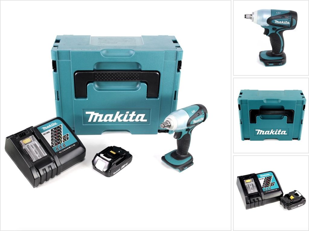 Makita DTW 251 RA1J Akku Schlagschrauber 18 V 230 Nm 1/2" + 1x Akku 2,0 Ah + Ladegerät + Makpac