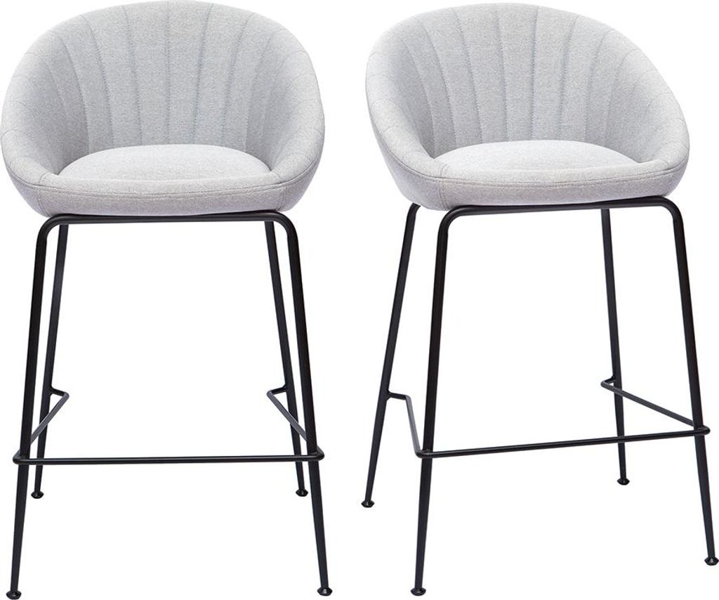 Miliboo - Barhocker hellgrauer Stoff 65cm (2er Set) SHERU