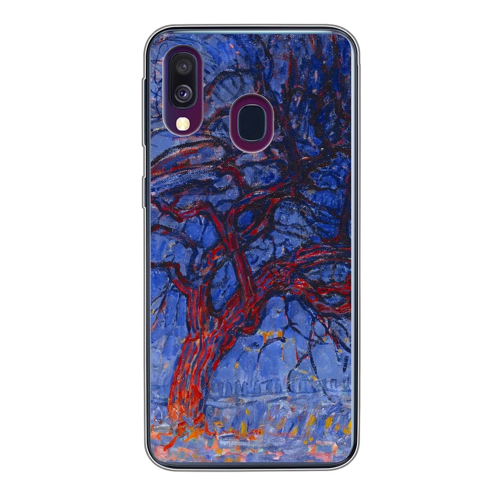 MuchoWow Handyhülle Schutzhülle Hülle für Samsung Galaxy A40 Roter Baum - Piet Mondrian Silikon Softcase Handy Hülle - Handy-Tasche