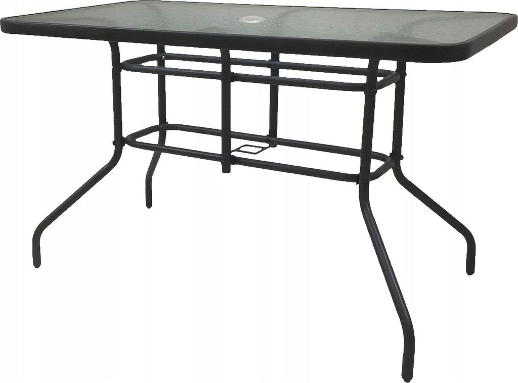 Stół ogrodowy BERGAMO 140x80 cm czarny z otworem na parasol Zdjęcie produktu 