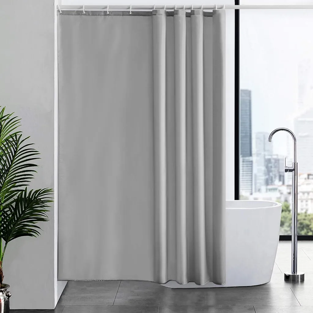 Tenda Doccia Antimuffa 180x200 in Tessuto Grigio + 12 Anelli Omaggio