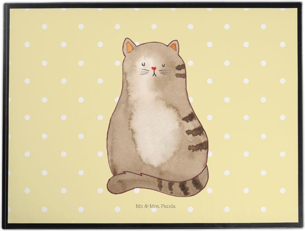 Mr. & Mrs. Panda schreibtischunterlage Katze Sitzen - Gelb Pastell - Geschenk, arbeitsunterlage, Katzenmotive, tischschutzmatte, Schreibunterlage, ...