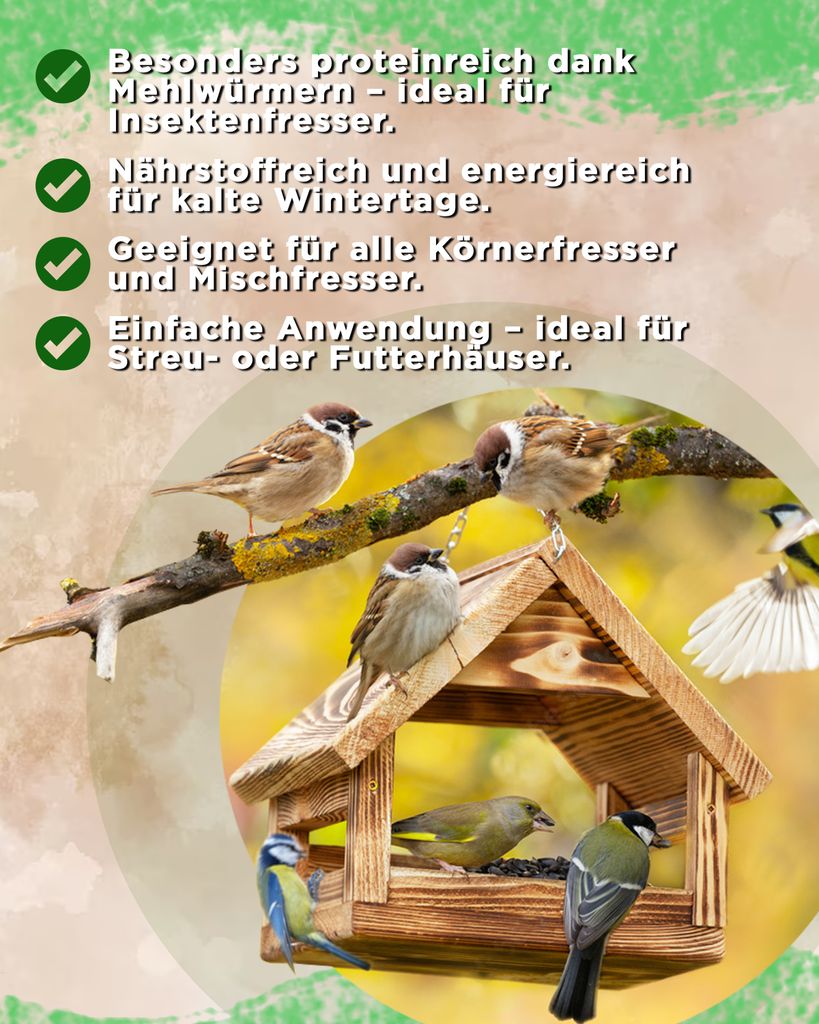 Futterbauer Streufutter schalenlos mit Mehlwürmern 25 kg, Produktbild 4