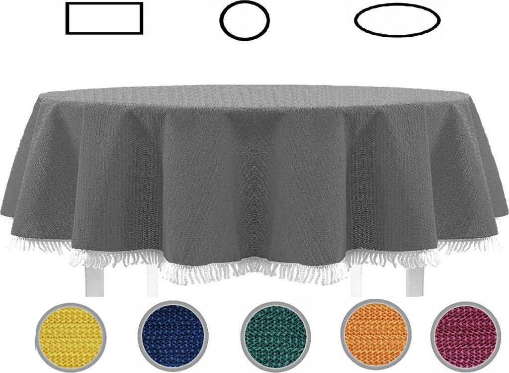 Gartentischdecke mit Fransen Tischdecke rund oval eckig Produktbild 