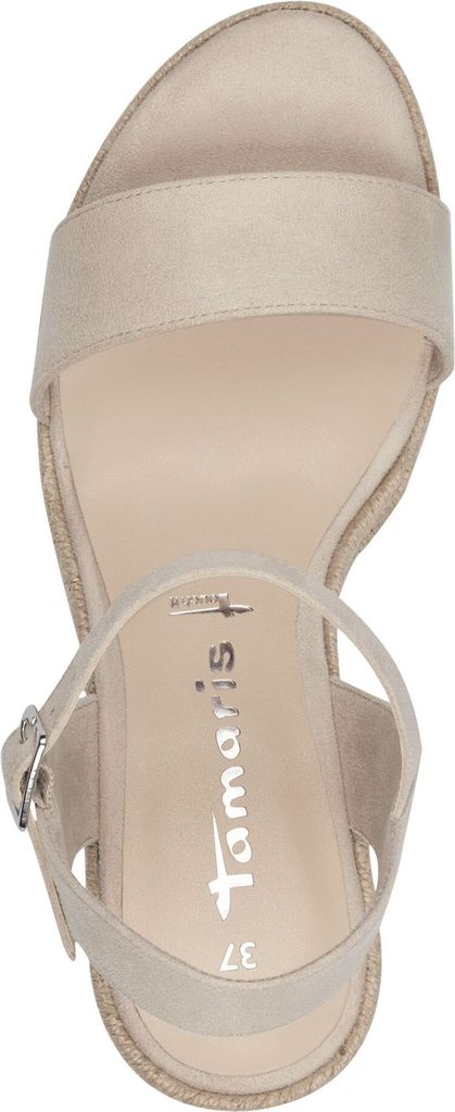 Tamaris Damen Sandalette Espadrilles mit Keilabsatz in Bastoptik 1-28300-42, Größe:40 EU, Farbe:Beige