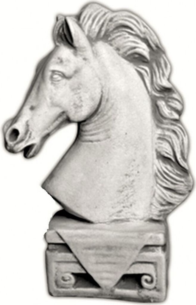 Schöner Pferdekopf aus Steinguss perfekt für den Garten die Terrasse oder den Vorgarten ist Frostfest Witterungsbeständig und Neu 35cm H, PO-2184