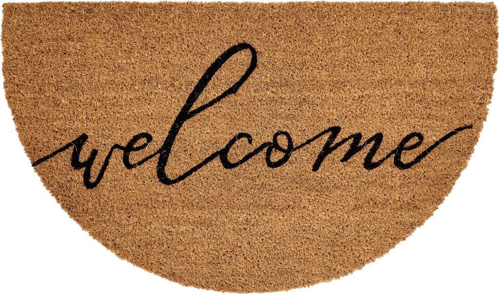 BELIANI Fußmatte Naturfarben Kokosfaser 45 x 75 cm Halbrund mit Schriftzug Anti-Rutsch-Rückseite Indoor Innenbereich Fußabtreter
