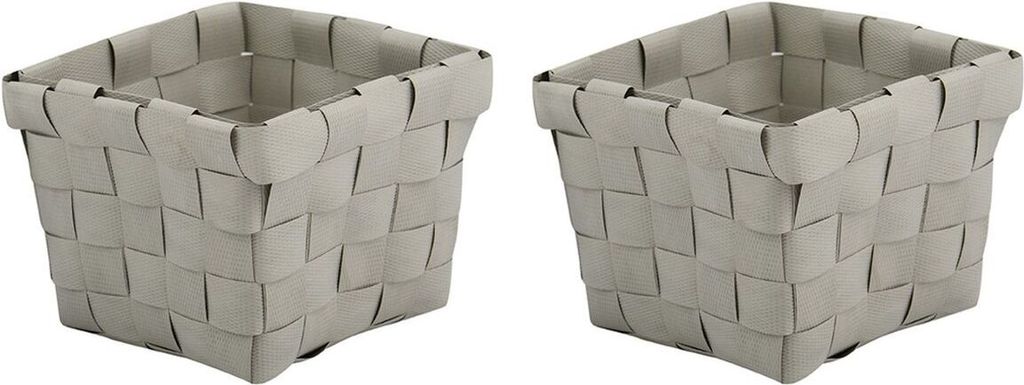 MSV Körbchen PP 10X10X7,5 cm taupe 2er Set