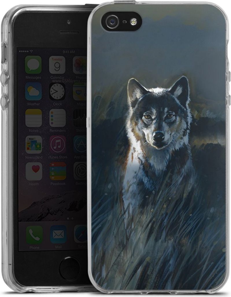 DeinDesign Handyhülle für Apple iPhone 5s Silikon Hülle Case Smartphone Schutzhülle Malerei Natur Wolf