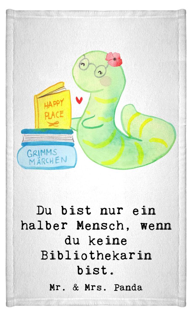 Mr. & Mrs. Panda frottierhandtuch Bibliothekarin Herz - Weiß - Geschenk, Gästetuch, Bibliothek, Buchhandlung, Beruf, Mini-Handtuch, Handtuch, Spr...