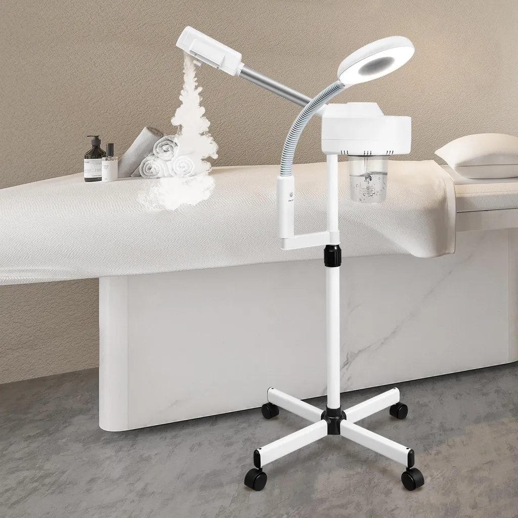 Vaporisateur facial 2 en 1 avec lampe loupe 5x et fonction ozone pro