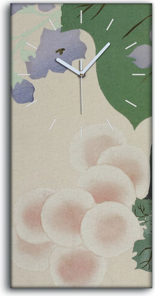 Wanduhr Bürouhr Leinwand Bild 30x60 Abstrakte Malerei Blätter Asiatische Kunst - weiße Hände