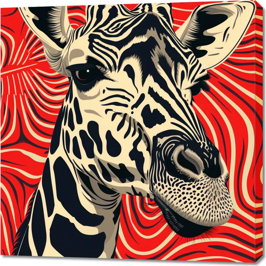 Tableau Image 90x90 cm Regard de Girafe - Toile Imprimée Moderne