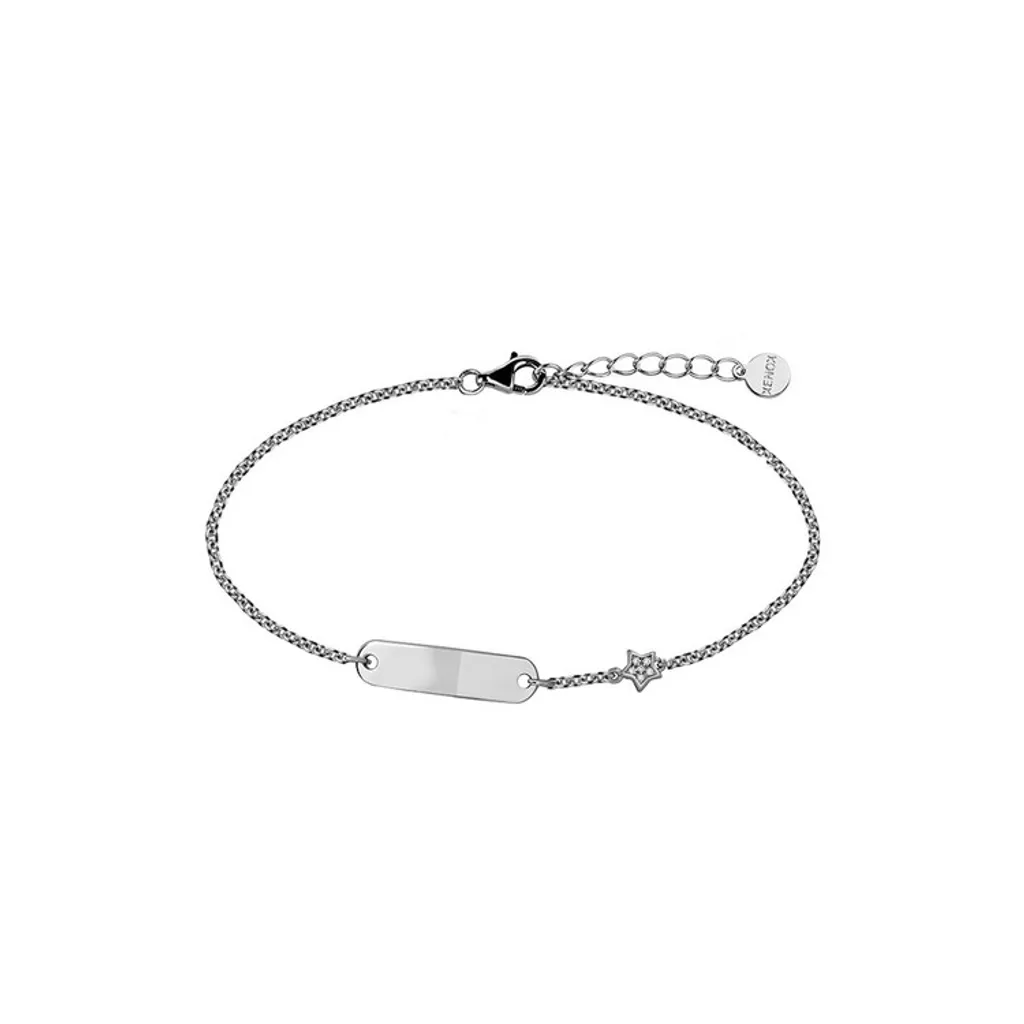 Cadeau Idéal Bracelet Femme Argent 925 Étoile et Plaque à Personnaliser