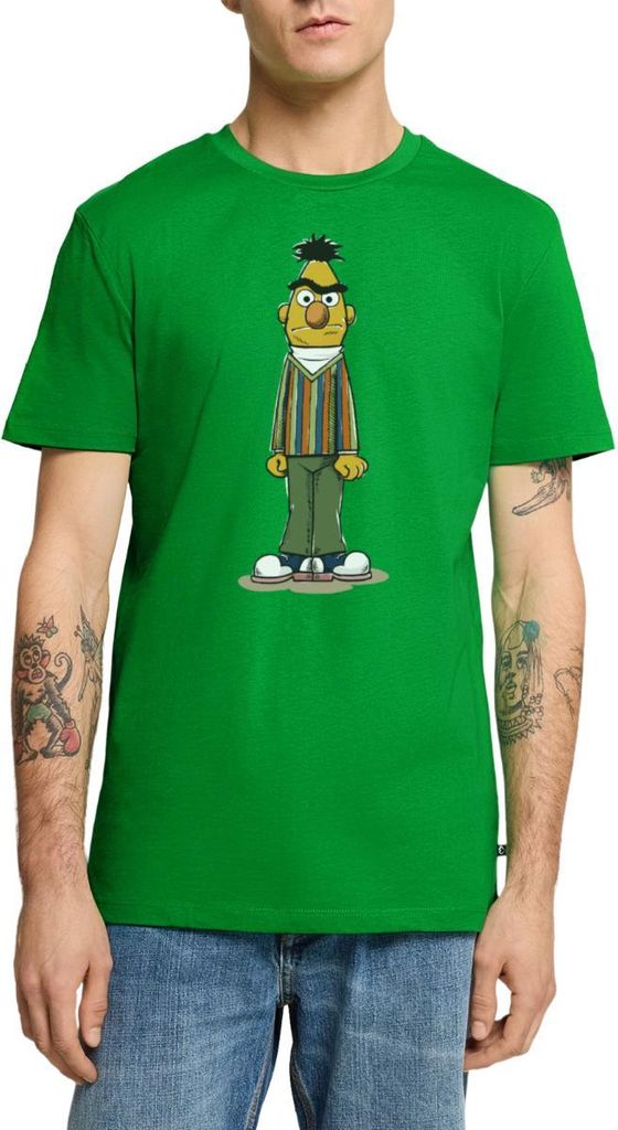 Spreadshirt Sesamstraße Bert wütend Männer Premium T-Shirt, XL, Grün