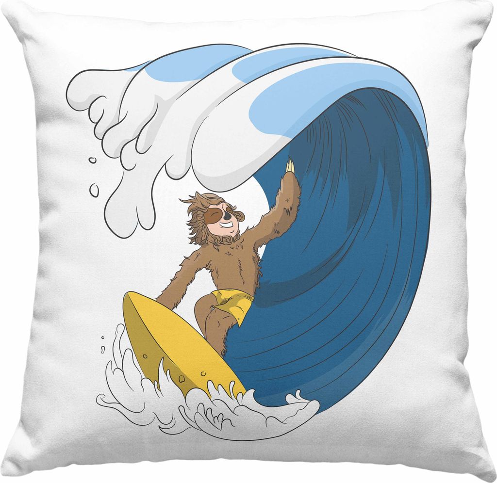 Trendation - Coole Faultier Deko-Kissen mit Füllung 40x40 Geschenk Welle Geschenkidee Mädchen Jungs Coole Grafik (Grau)