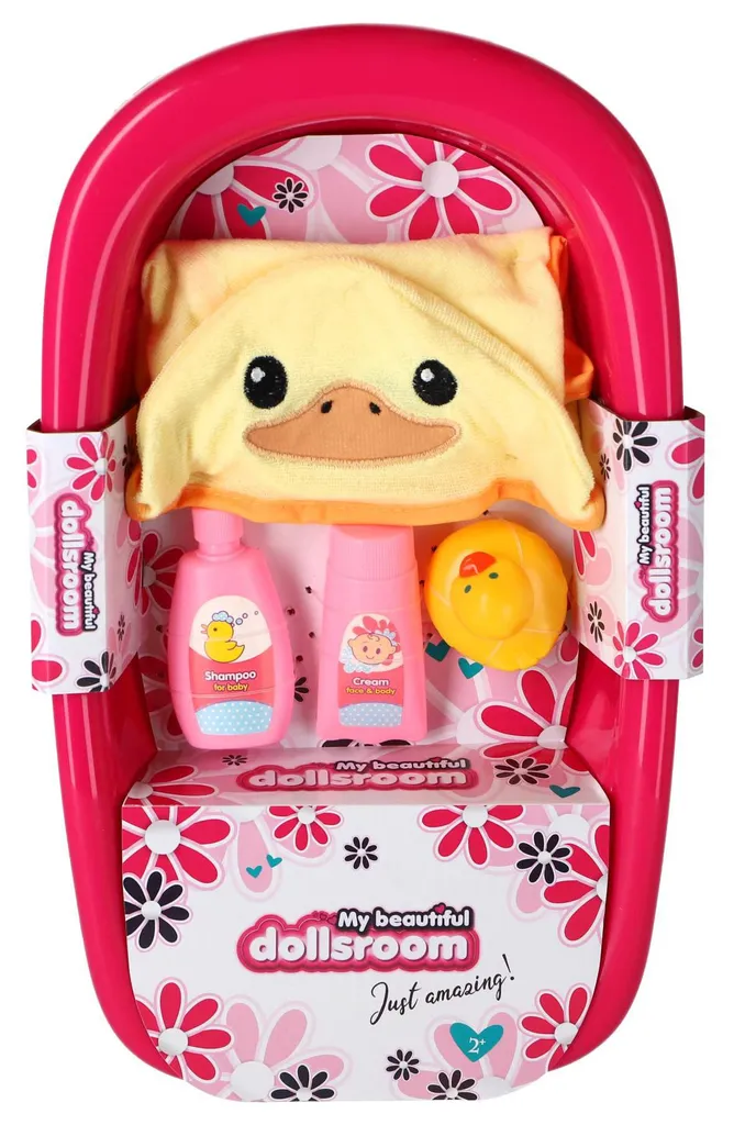 Baignoire pour poupées résistante et stable incluant 5 accessoires de jeu