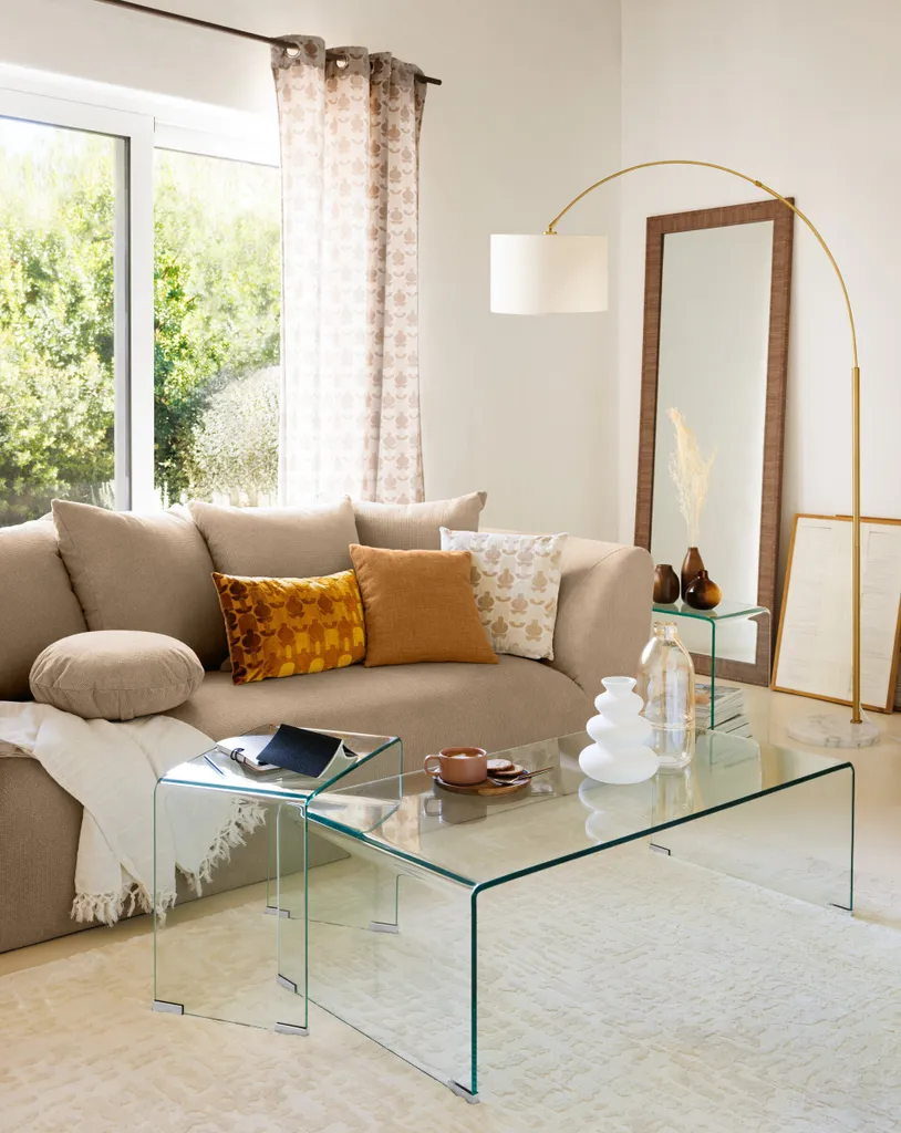 Lampadaire de lecture arc doré Tilio 195cm - Éclairage salon cocooning
