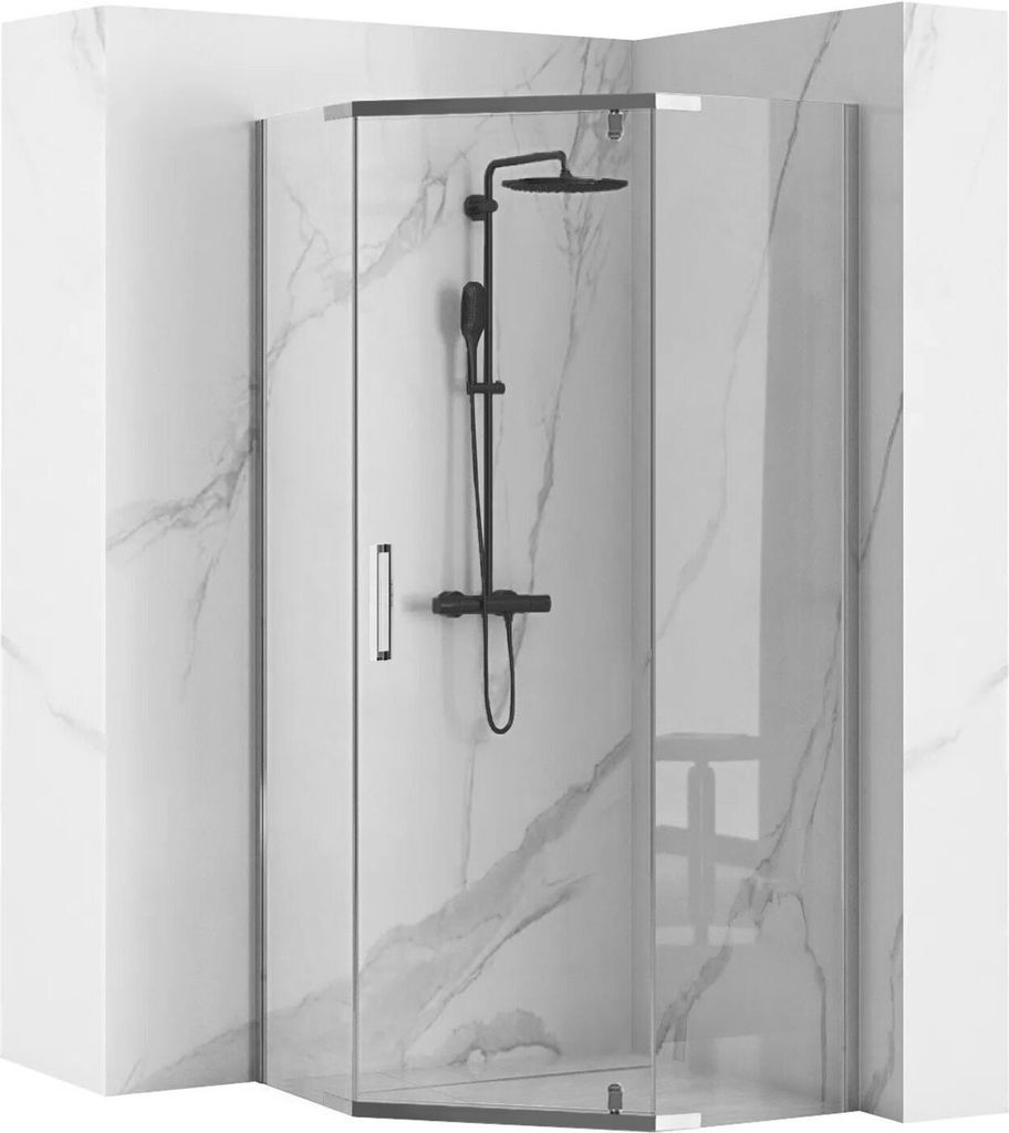 Rea Duschkabine Axin 90X90 Chrome + Duschtasse Savoy White