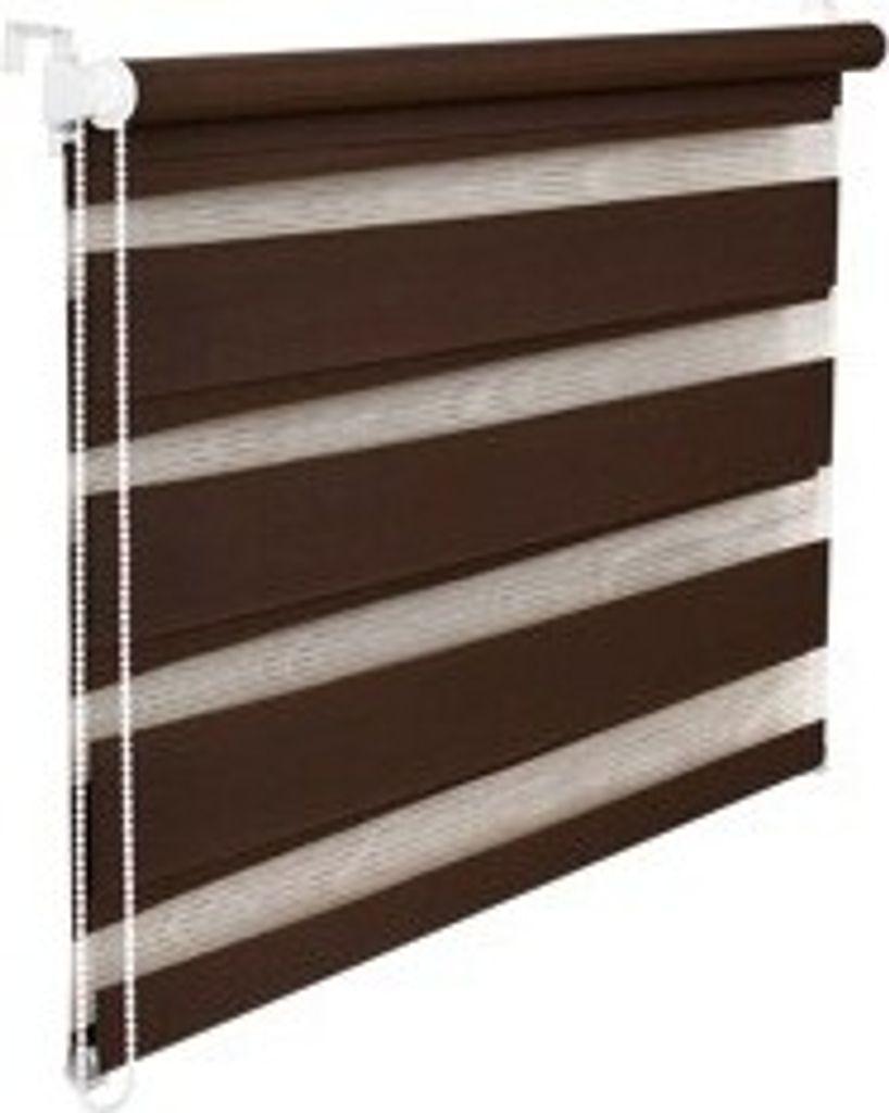 Doppelrollo Duorollo 80 cm breit 150 cm lang hellbraun mocca inkl. Seilzug Fensterrollo Klemmrollo J