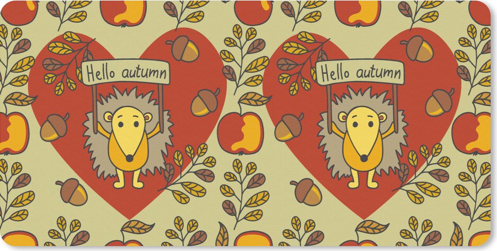 MuchoWow Mauspad Mousepad Igel - Herbst - Jahreszeiten - Kind - Design 60x30 cm - Mousepads - Maus Mat - Pad - Mausunterlage - Nachhaltig