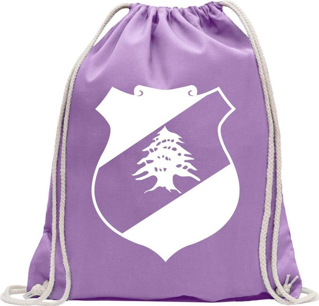 Kiwistar - Turnbeutel - lavendel - Libanon Wappen - Fun Rucksack Sport Beutel Gymsack Baumwolle mit Ziehgurt