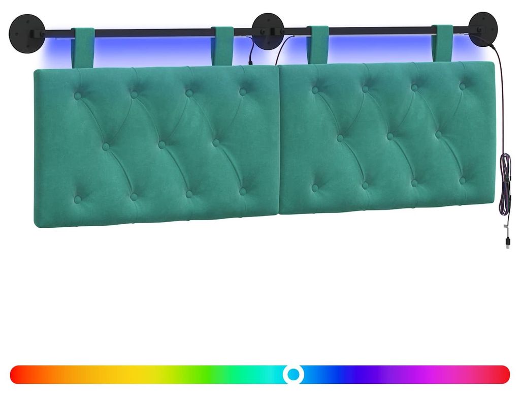 vidaXL Hängendes Kopfteil Mit LED Licht Türkis Samt