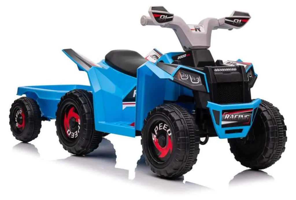 Quad 12V Bleu XMX630T avec Remorque : Puissance et Confort Enfant